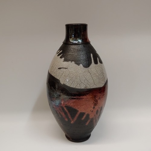 #220433 Raku Copper/White Crackle/Blk 10.75x5.5 $29 at Hunter Wolff Gallery